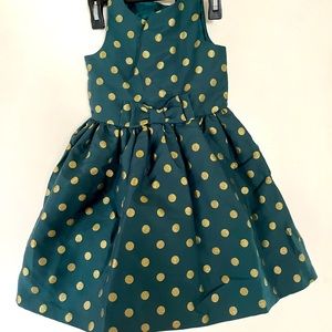 Gymboree Polka Dot Green/Gold Dress Girl 4 NWT